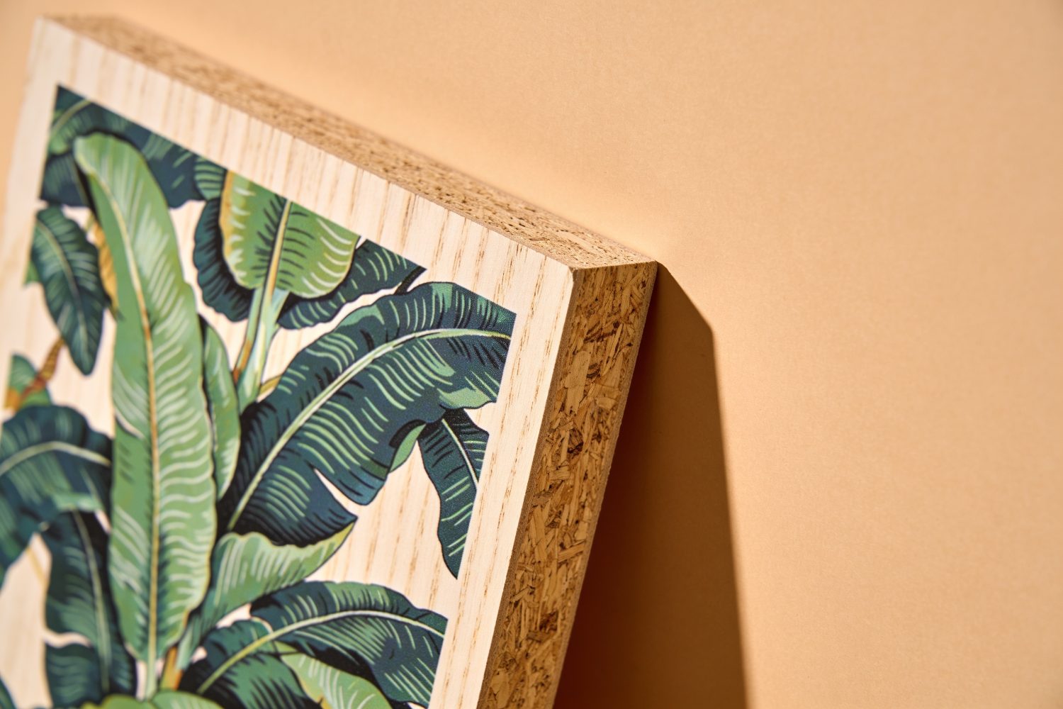 Printed artwork on a wood panel