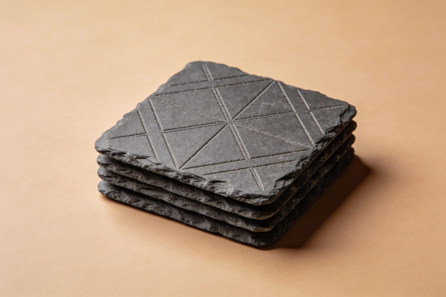 Engraved slate coaster set