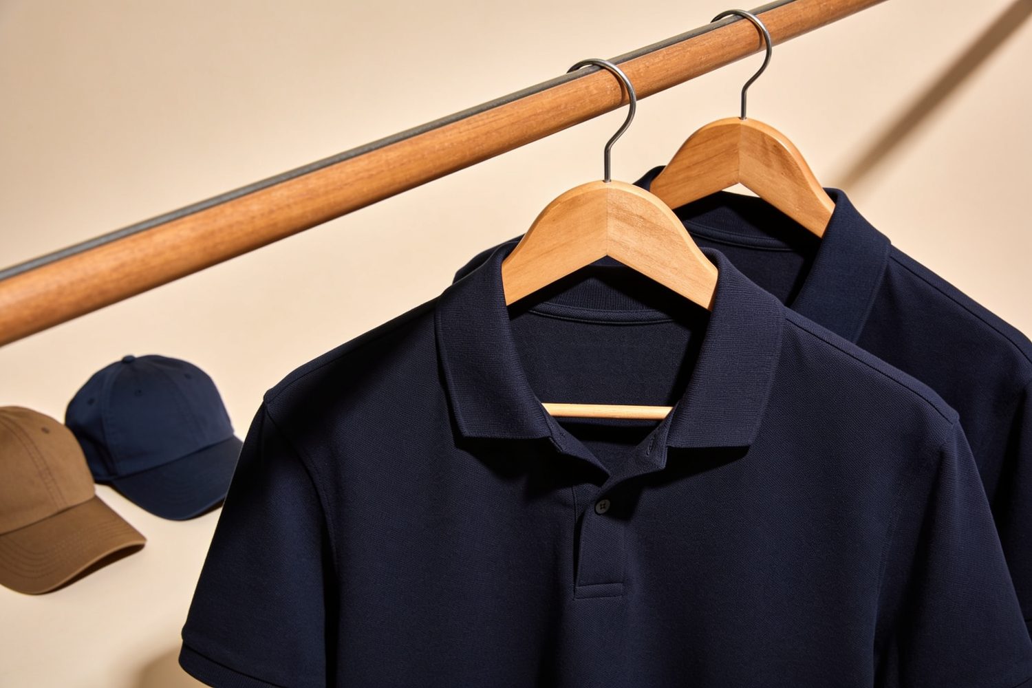 Staff uniform set on hangers