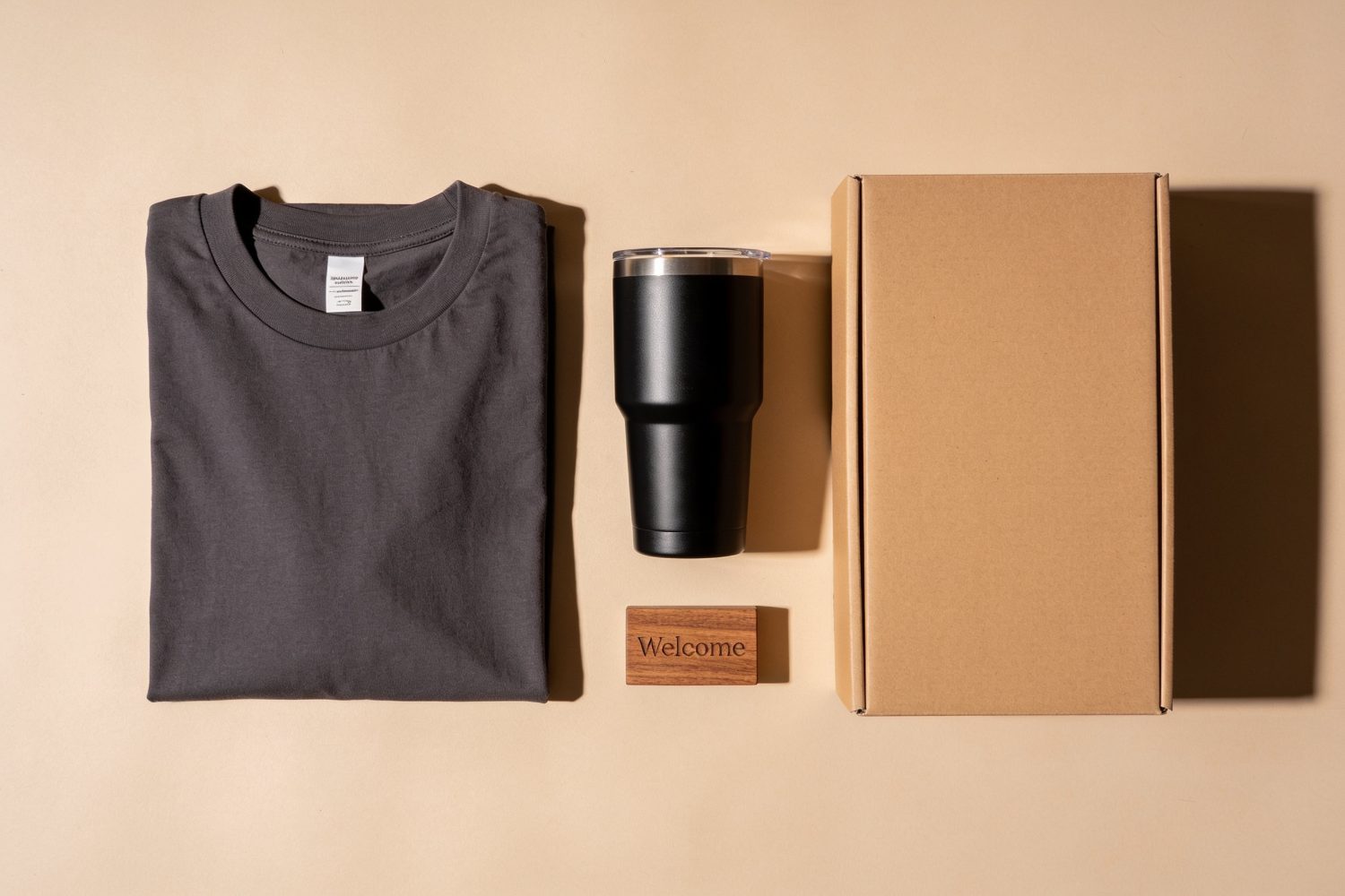 Branded welcome kit laid out