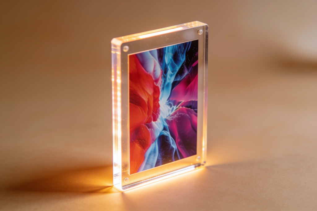 Full-colour image printed directly onto a clear acrylic panel
